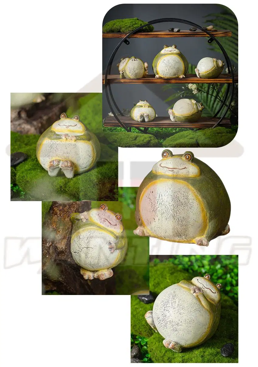 Garden Decoration Frog Holding Its Belly Resin Craft Animal Home Decor Ornament