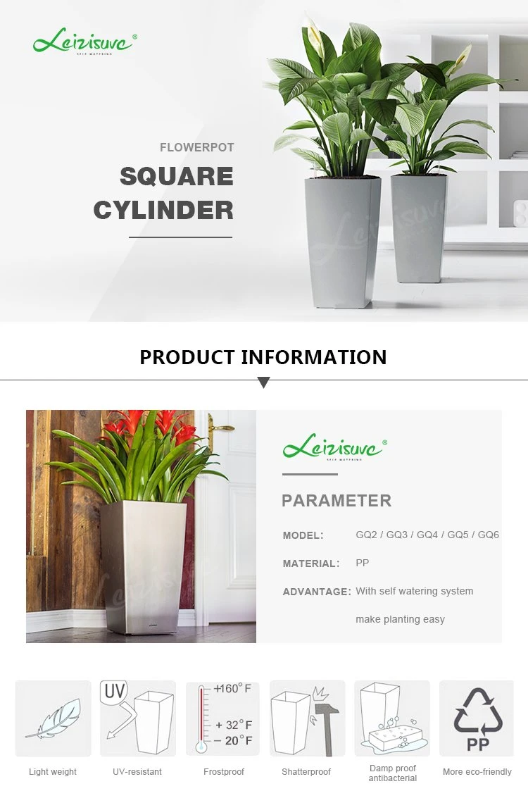 Garden &amp; Home Hotel Decorative Nordic Big Large Square Flower Pots Silver Interior Planters for Tree Artificial Plant
