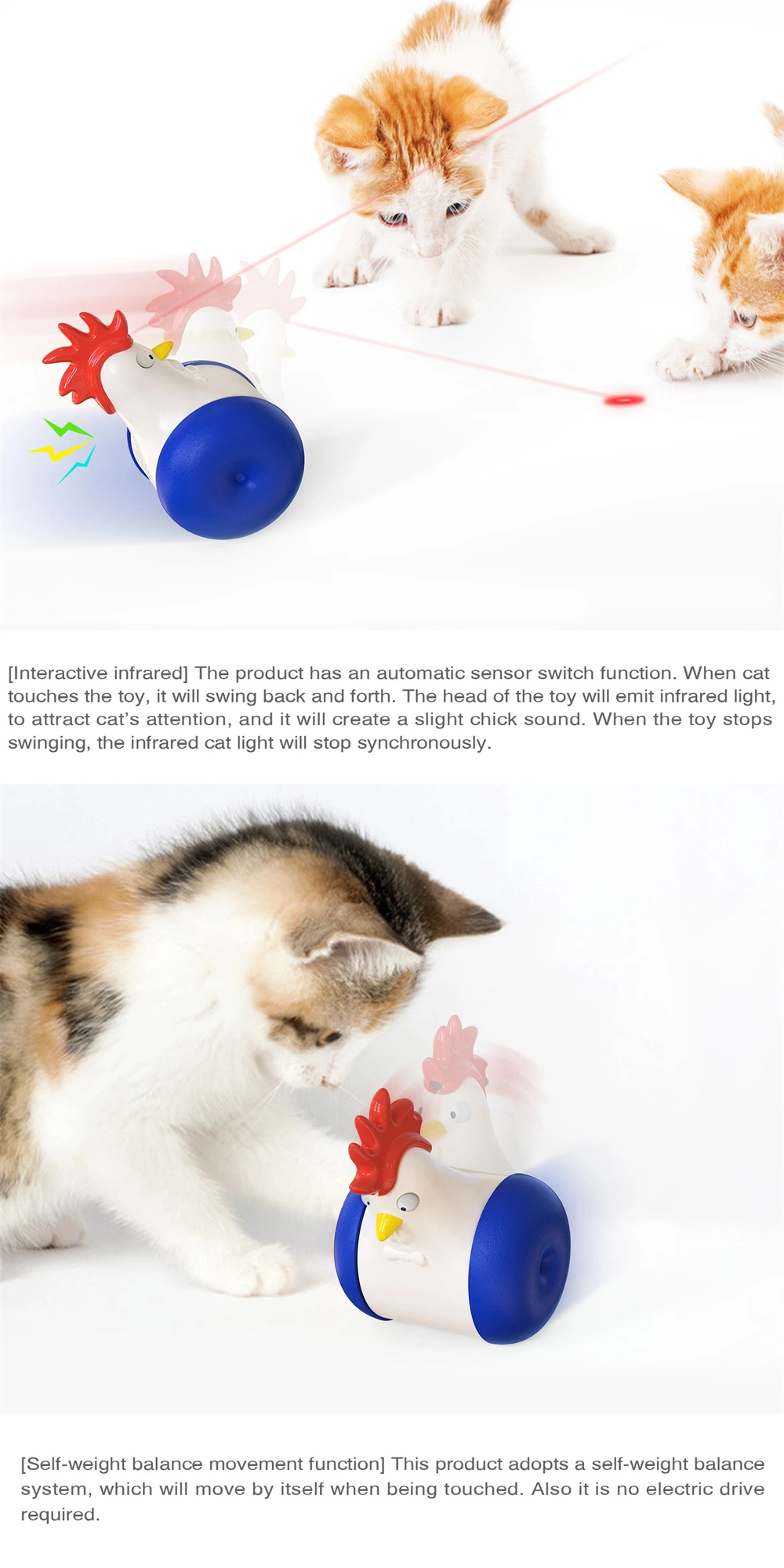 Interactive Automatic Cat Laser Toys Squeaky Toy Bird Song Toy