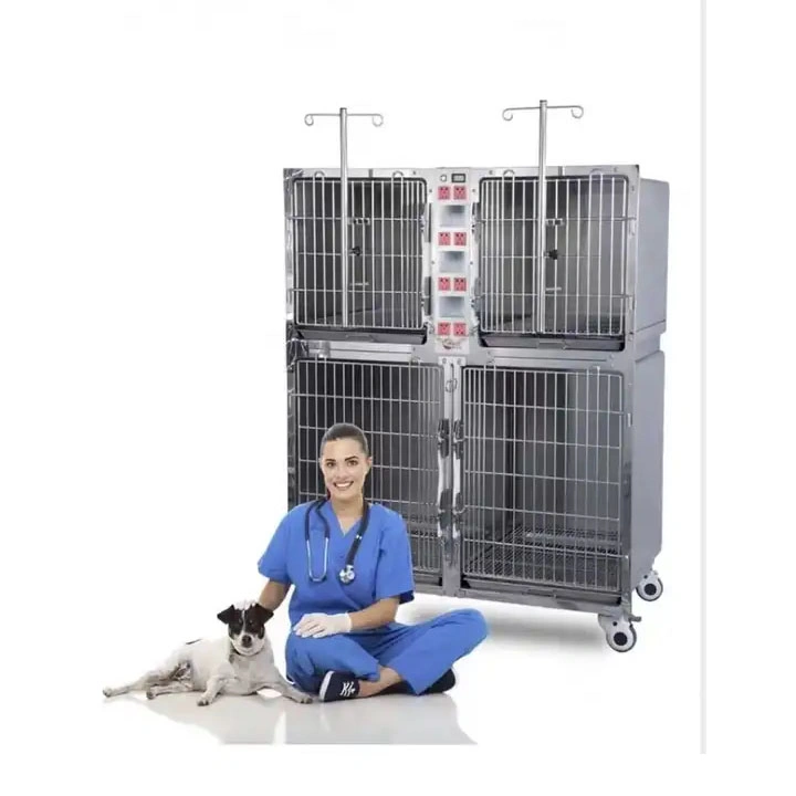 Veterinary Cage Clinic Hospital Medical Use Heating Heated Dog ICU 02 Infrared Oxygen Chamber Cage