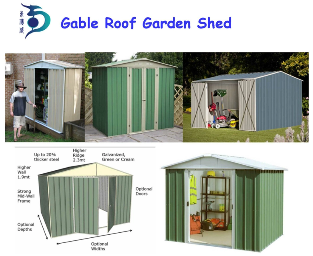 High Performance Home &amp; Garden Easy Assemble Steel Storage Shed Garden Tools Metal Shed (RDS2618-C2)