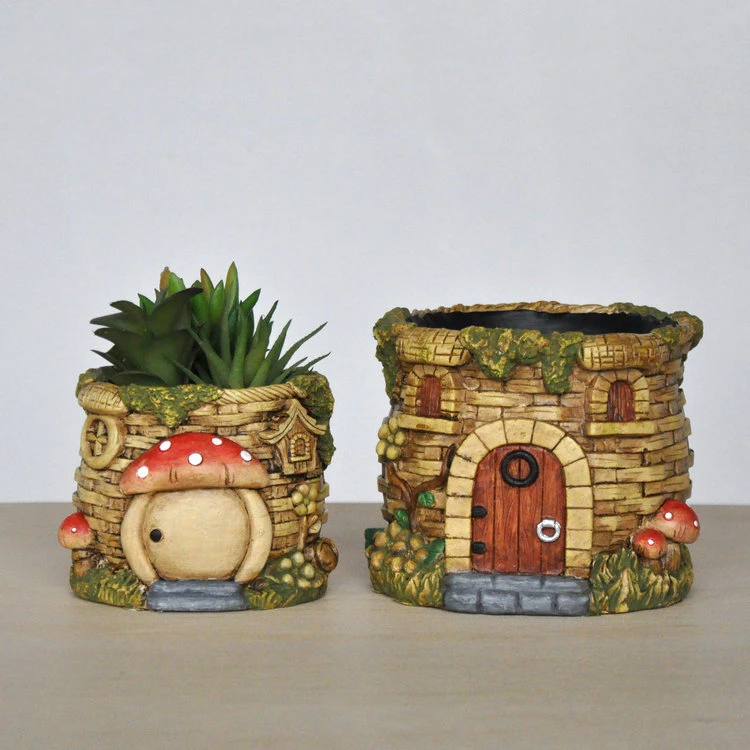 Custom Mushroom House Basket Garden Flower Pot Planter