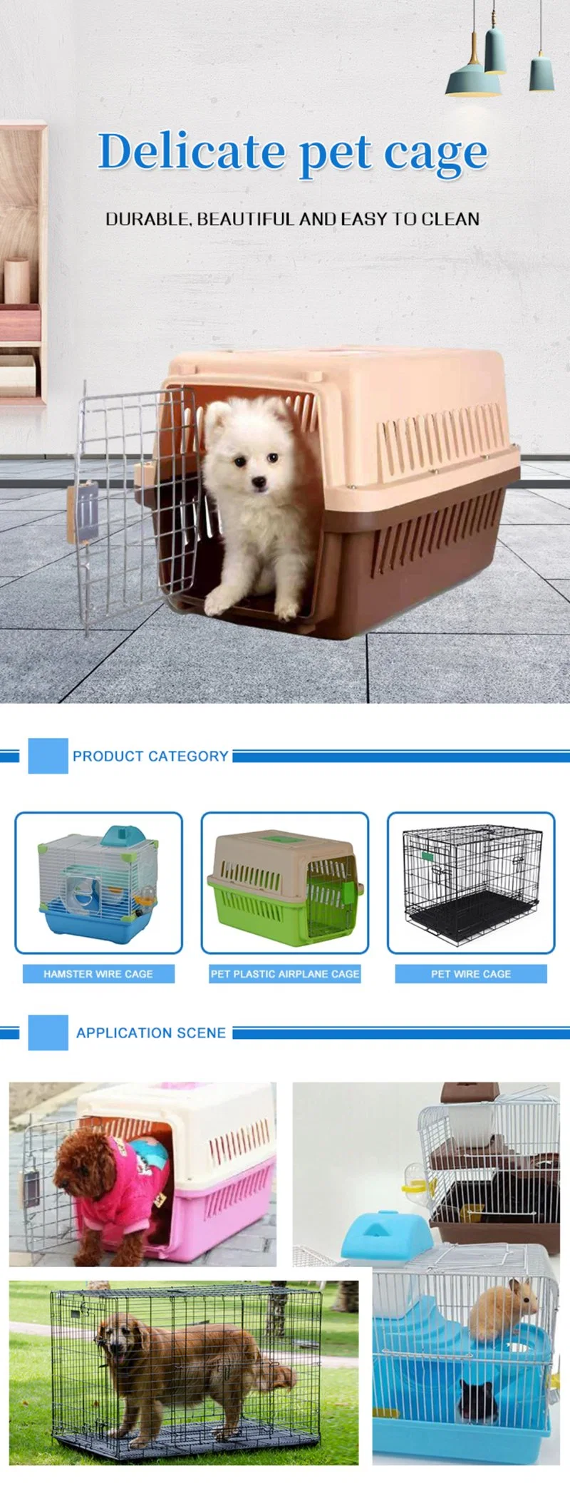 B50001 Wire Pet Cages House for Dogs and Cats Foldable Iron Carriers Animal Cage Crate Boarding Kennels Collapsible Places