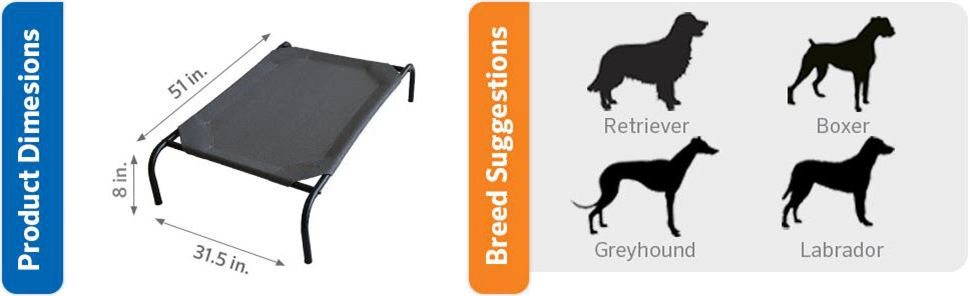 Outdoor Elevated Dog Bed - Cooling Raised Dog Cot for Extra Large Medium Small Dogs