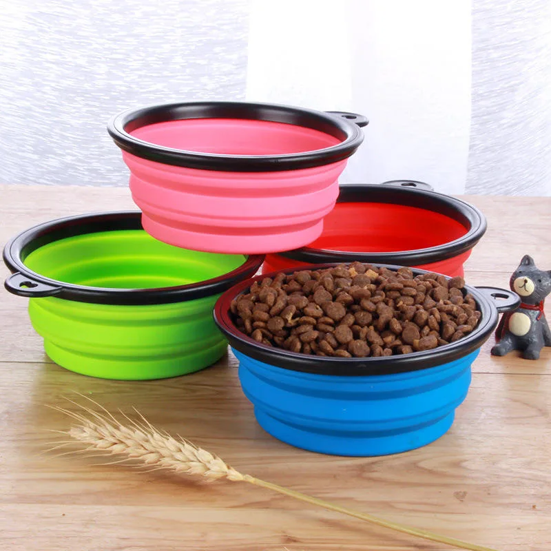 Wholesale Pet Silicone Folding Bowl Travel Portable Dog Food Bowl Foldable Cat Dog Bowl