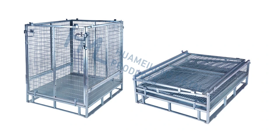 Foldable Welded Transport Wire Mesh Crate for Pet Bottles Storage