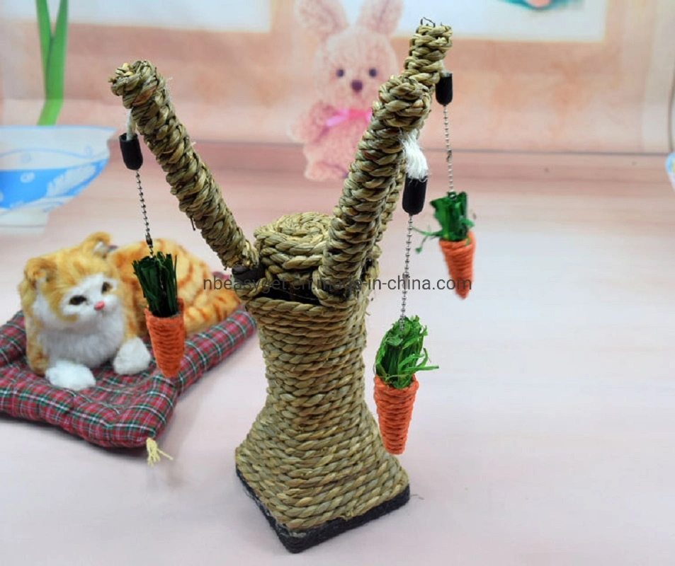Pet Interactive Carrot Shaped Climbing Tree, Rattan Grass Scratcher Handwoven Cats Rabbit Hamster Toy Esg16601