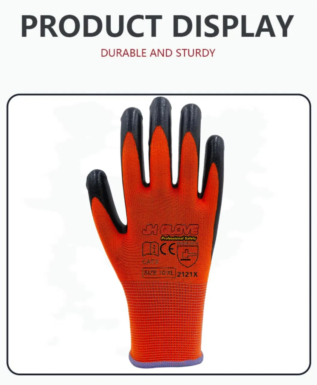 Eco-Textile Nitrile Coated Non-Slip, Oil and Abrasion Resistant Hardware Repair Safety Gloves