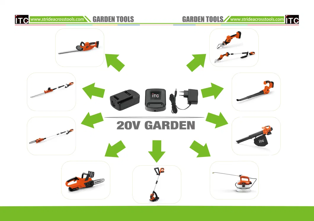 Lithium-Ion Green-Technology Battery Cordless/Electric Garden Pole/Telescopic Hedge Trimmer-Garden Power Tools