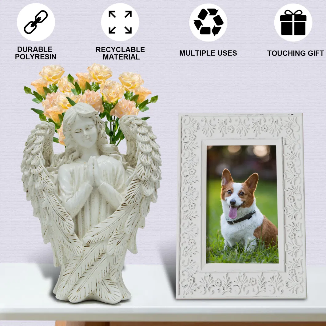 White Angel Flower Pot Resin Crafts Outdoor Garden Patio Lawn Decoration