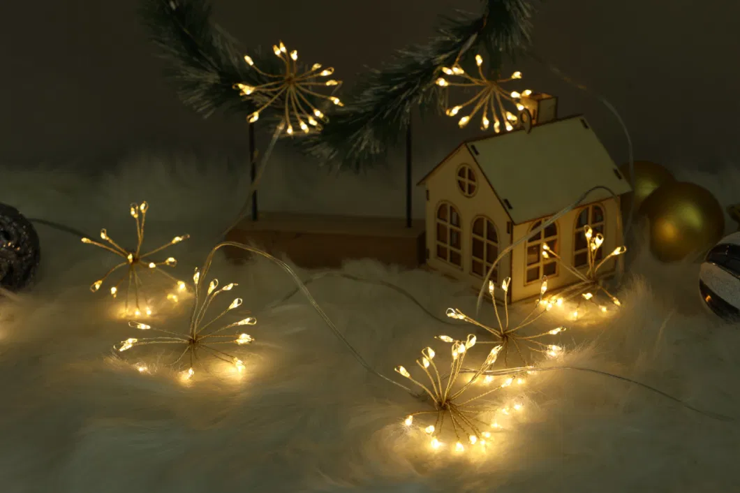 Fireworks Outdoor Waterproof Christmas Decoration with Timer 150LED Copper Wire Light