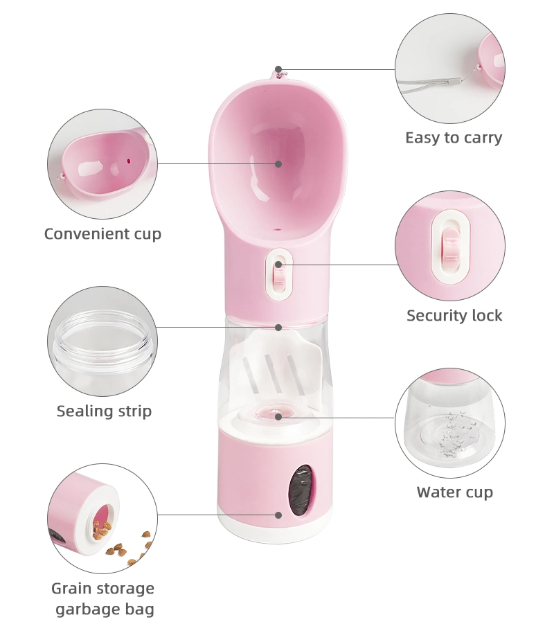 Outdoor Puppy Detachable Design Combo Food Container Dog Water Bottle Dispenser with Drinking Feeder