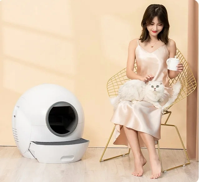 Multi Function White Color Smart Cat Litter Box WiFi Control Intelligent Cat Litter Tray Automatic Self Cleaning Large Space Cat Toilet