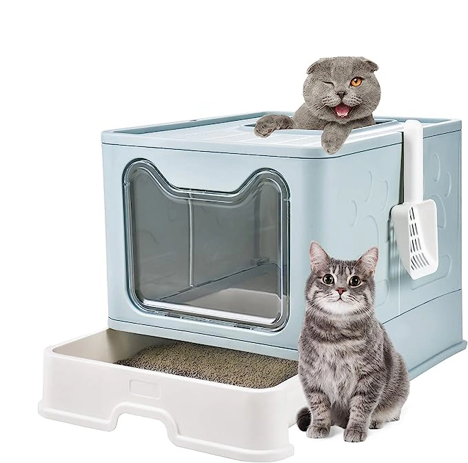 Drawer Design Litter Scoop Enclosed Foldable Cat Litter Box Anti Splashing Toilet Easy Cleaning Cat Litter Box