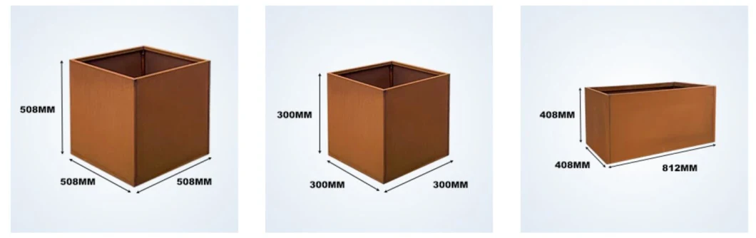 Outdoor Raised Garden Corten Steel Large Planters Rectangular Planter Box Big Flower Pot