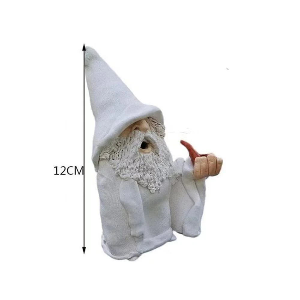 White Wizard Gnome Smoking Middle Finger Garden Yard Lawn Ornament Ci25212