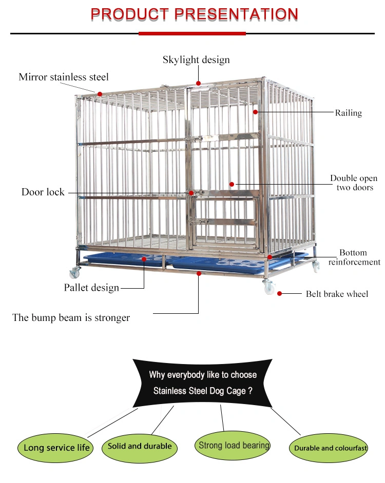 OEM Assembling and Folding Jaula Stainless Steel Portable Heavy Duty Collapsible Dog Cage