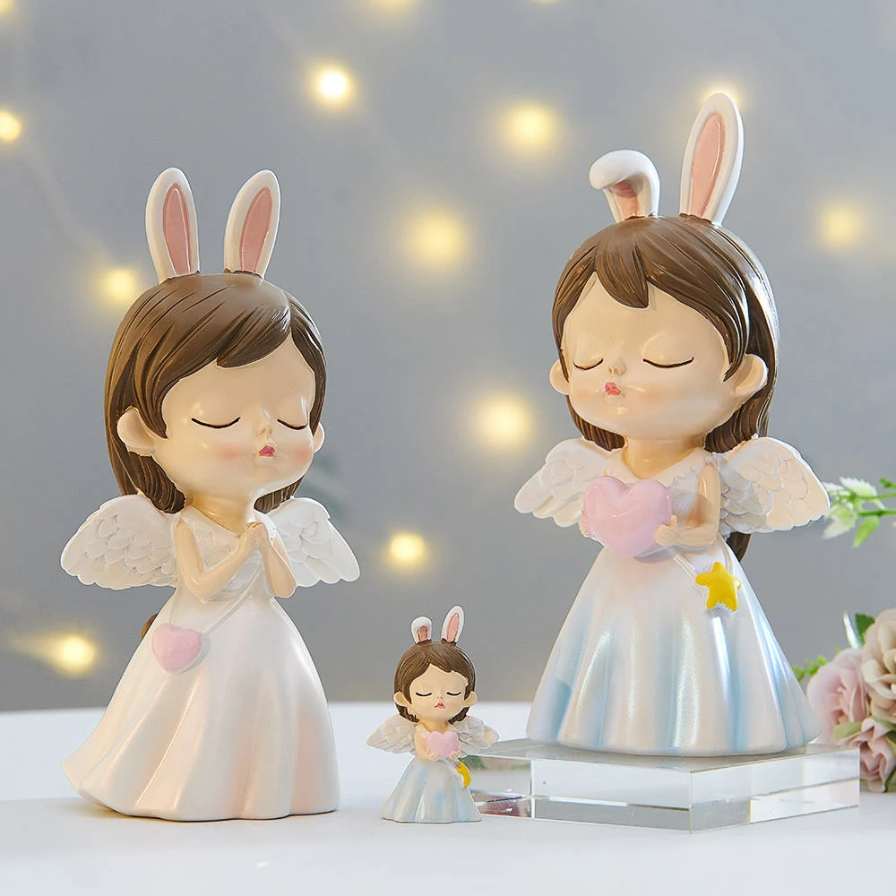 Cute Angel Figurines Fairy Garden Miniatures Resin Ornaments Girl Elf Home Decoration