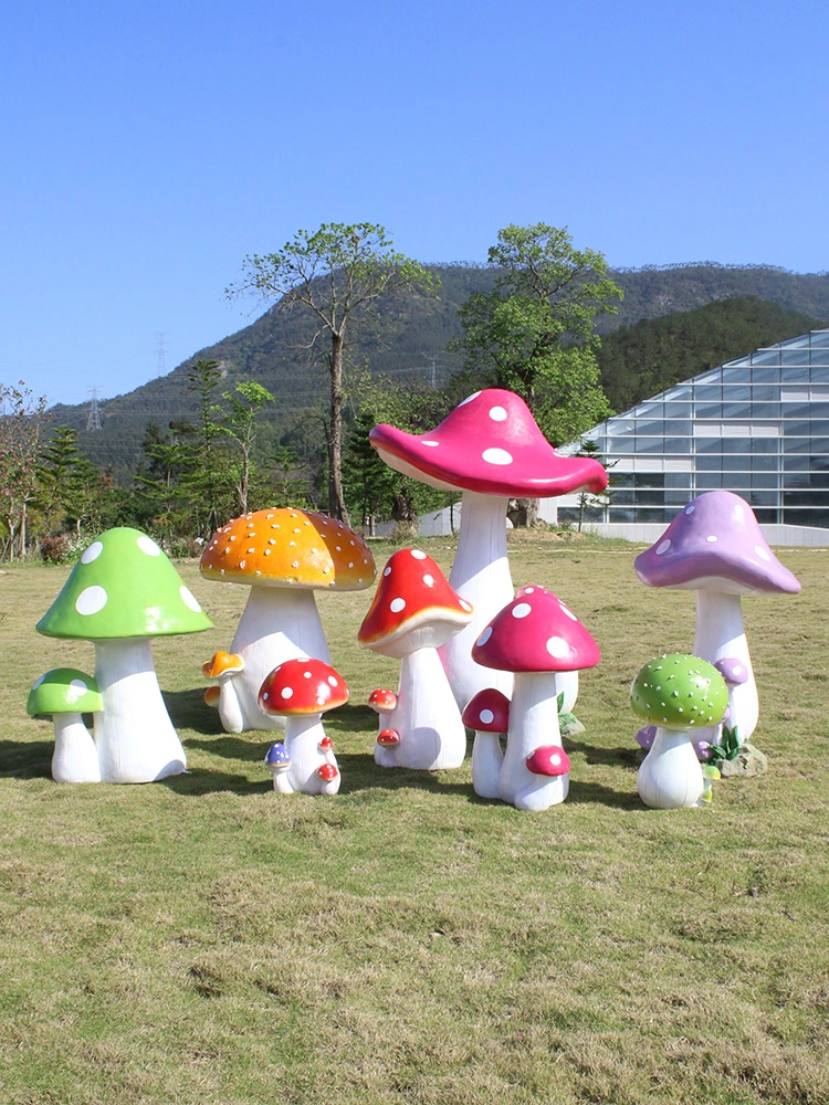 Fiberglass Sculpture Garden Decor Sculpture Mushroom Props Supply Factory