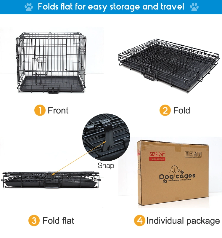 Wholesale Large Double Door Dog Crate Mental Heavy Duty Pet Dog Cage