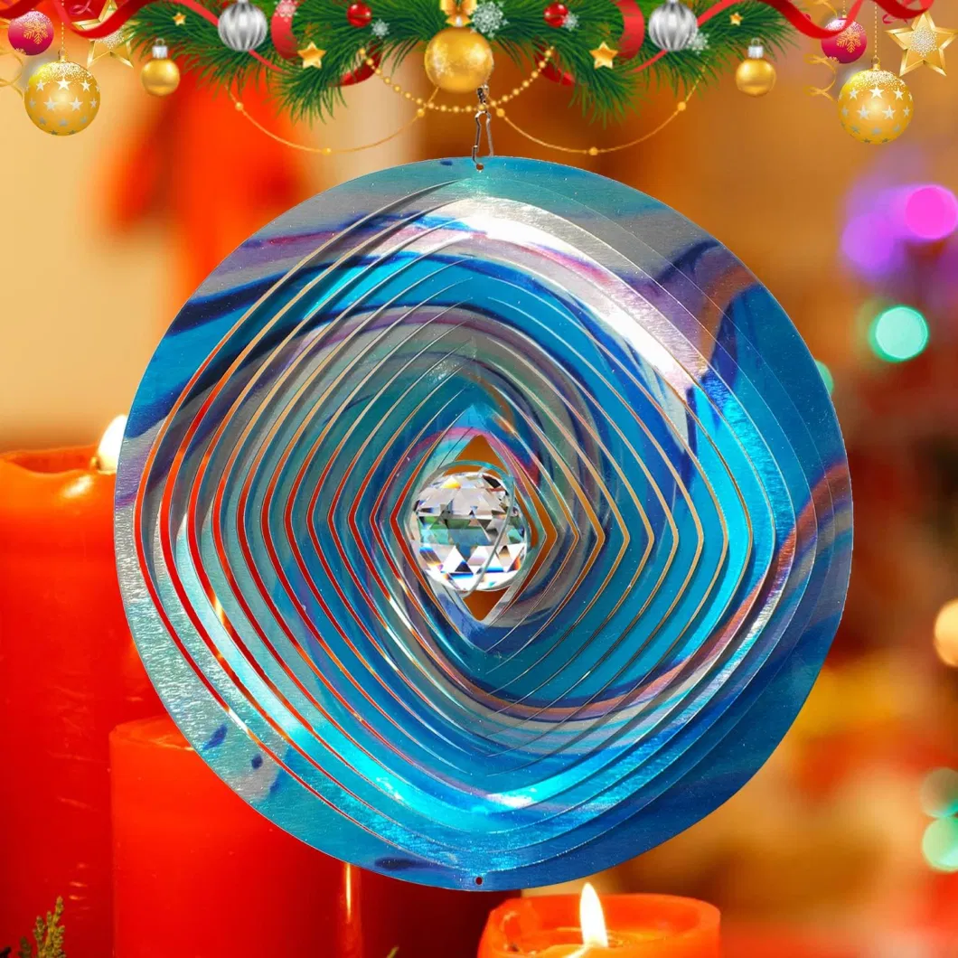 Indoor/Outdoor Garden D&eacute; Cor Kinetic Yard Art 12 Inches Multi Blue Wind Spinner