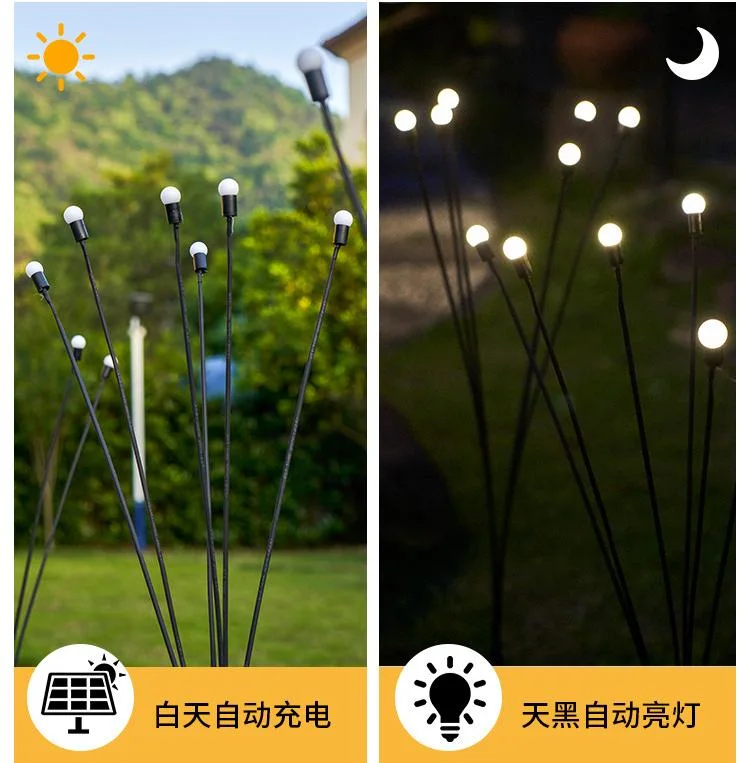 Amazon Hot Sale LED Solar Powered Outdoor Firefly Water Proof Landscape Garden Back Yard Lawn Lighting Decoration with Stake