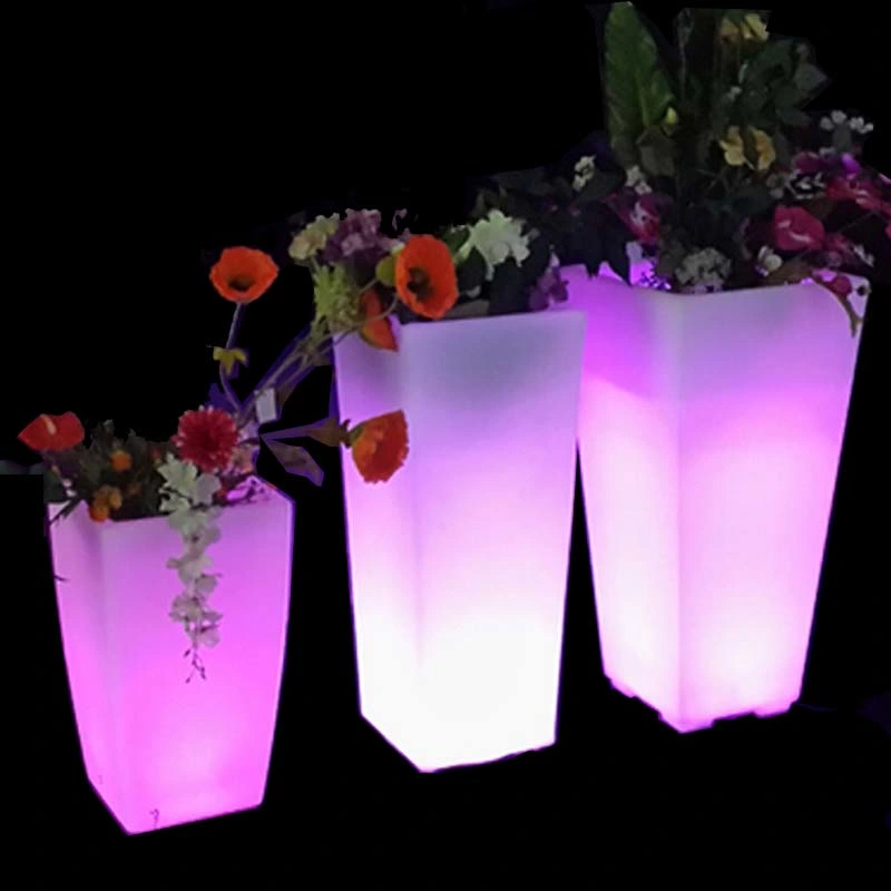 Indoor Outdoor Waterproof RGB LED Energy Efficient Bulb Remote Control LED Portable LED Cone Planter Illuminated LED Flower Pot