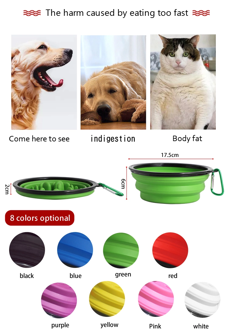 Portable Collapsible Pet Bowl Outdoor Eco-Friendly Pet Slow Feeder Dog Cat Bowl Travel Silicone Feeding Foldable Pet Bowl