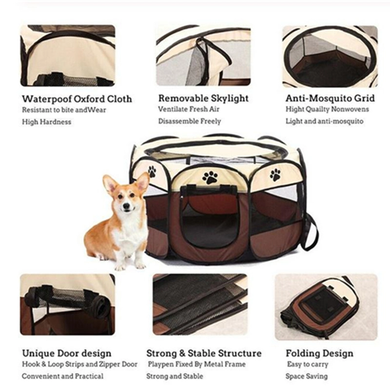 Octagonal Portable Outdoor Kennels Fences Pet Tent Houses Small Large Dogs Foldable Dog Crate