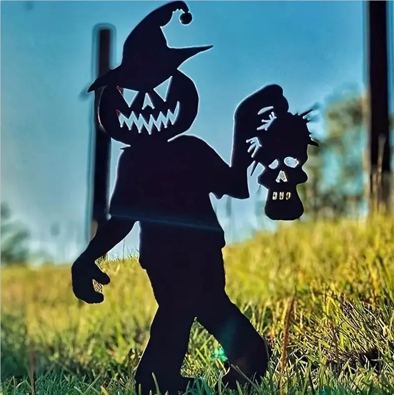 Metal Wrought Iron Ghost Zombie Crafts, Halloween Outdoor Garden Cards Decorations