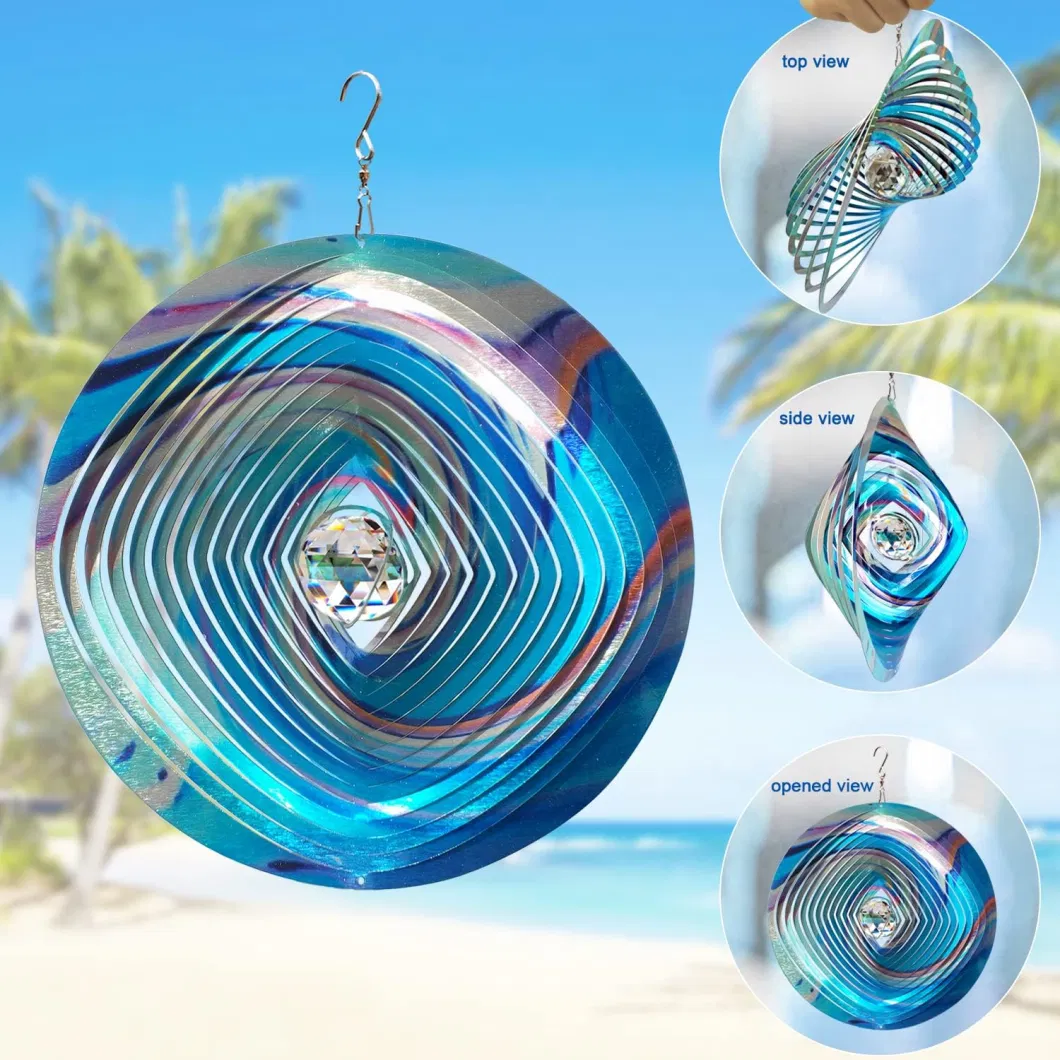 Indoor/Outdoor Garden D&eacute; Cor Kinetic Yard Art 12 Inches Multi Blue Wind Spinner