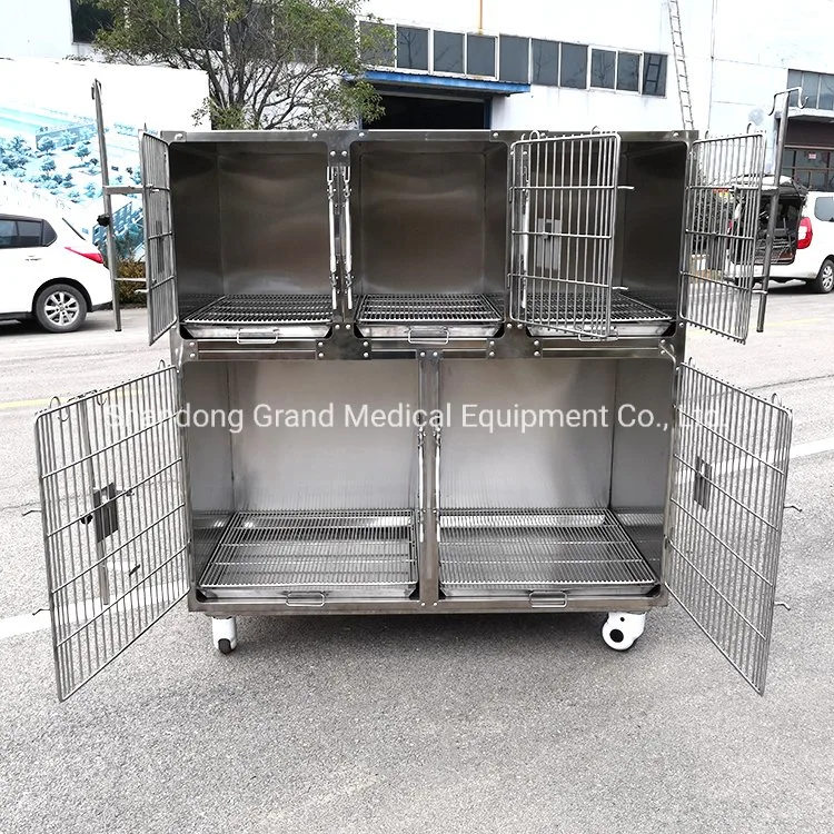 Large Pet Dog Cage Stainless Steel Dog and Cat Crate Heavy Duty Animal Vet House Cage