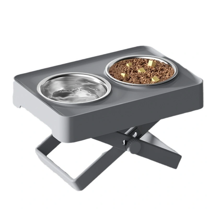 Durable 2 in 1 Elevated Plastic Foldable Stainless Steel 4L Dog Bowl