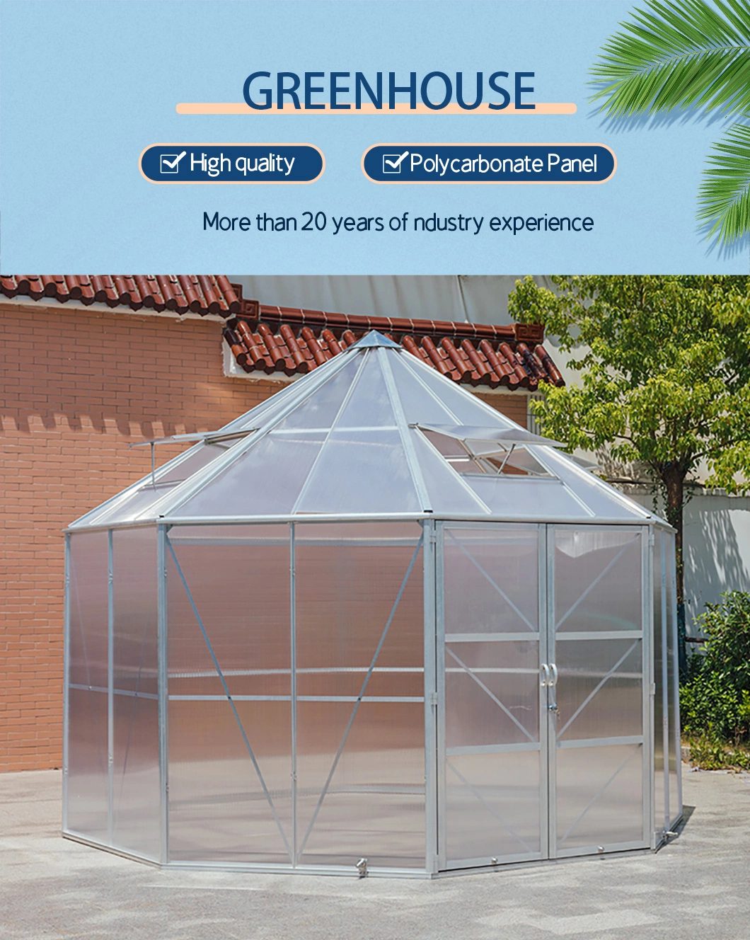 Growell 4mm Polycarbonate Panel Walk-in Hobby Garden Greenhouse (P6) 6&prime; X 8&prime;