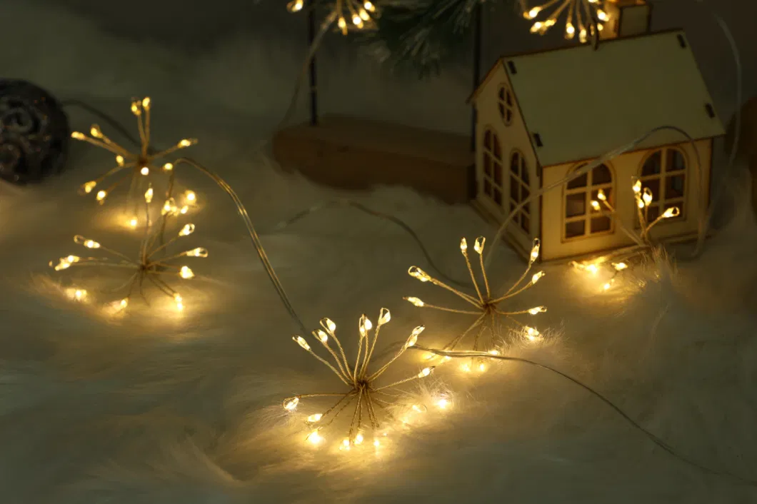 Fireworks Outdoor Waterproof Christmas Decoration with Timer 150LED Copper Wire Light
