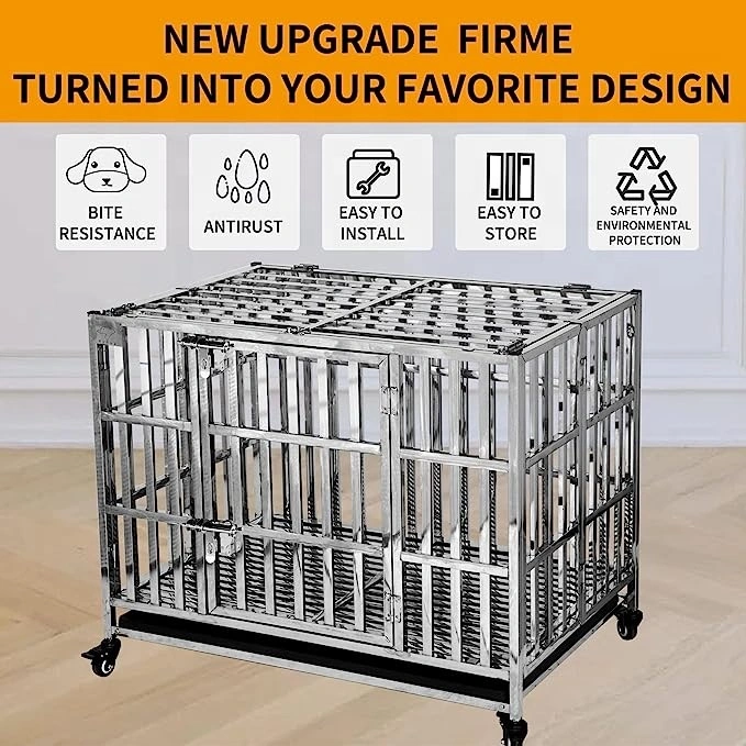 Stackable Heavy Duty Dog Crate Pet Stainless Steel Kennel Cage for Small Dogs