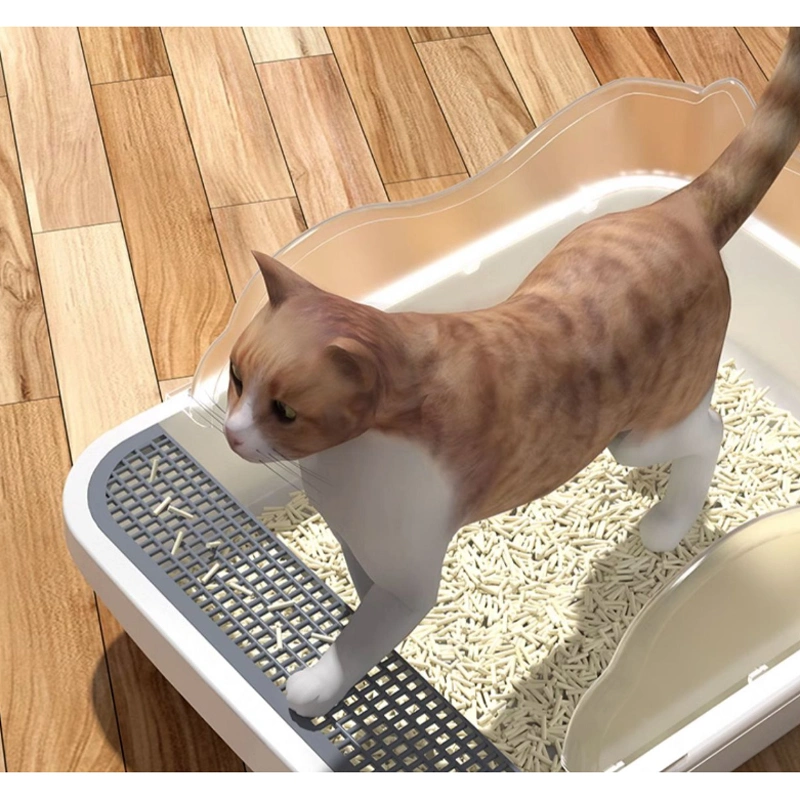 Self-Cleaning Cat Litter Box Toilet, Semi-Closed Big Space Anti Splash Plastic Cat Litter Box