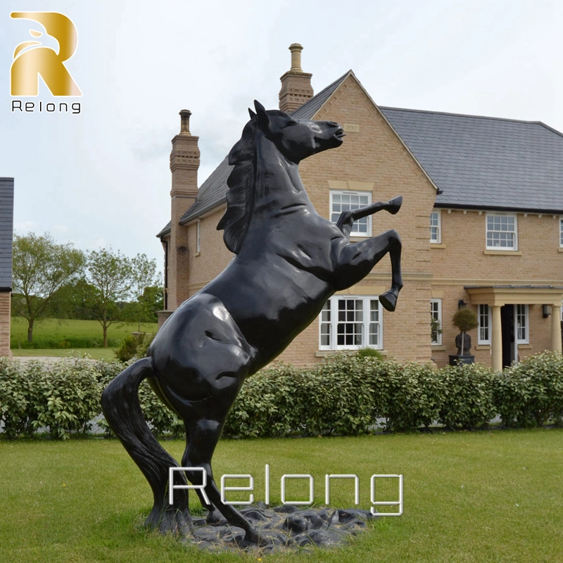 Outdoor House Lawn Decorative Bronze Rearing Horse Animal Statue