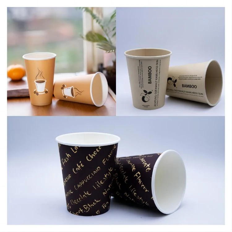 Custom 100% Biodegrad Compost Single Wall Hot Cold Drink PLA Coat Coffee Paper Cup with Cpla Lid