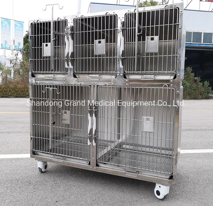 Large Pet Dog Cage Stainless Steel Dog and Cat Crate Heavy Duty Animal Vet House Cage