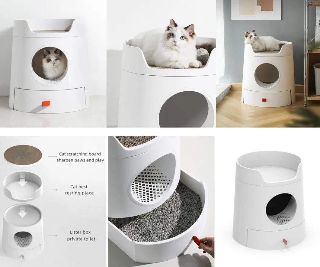 Wholesale Indoor Pet Furniture Drawer Cat Toilet Enclosed Cat Litter Box with Litter Poop Scoop