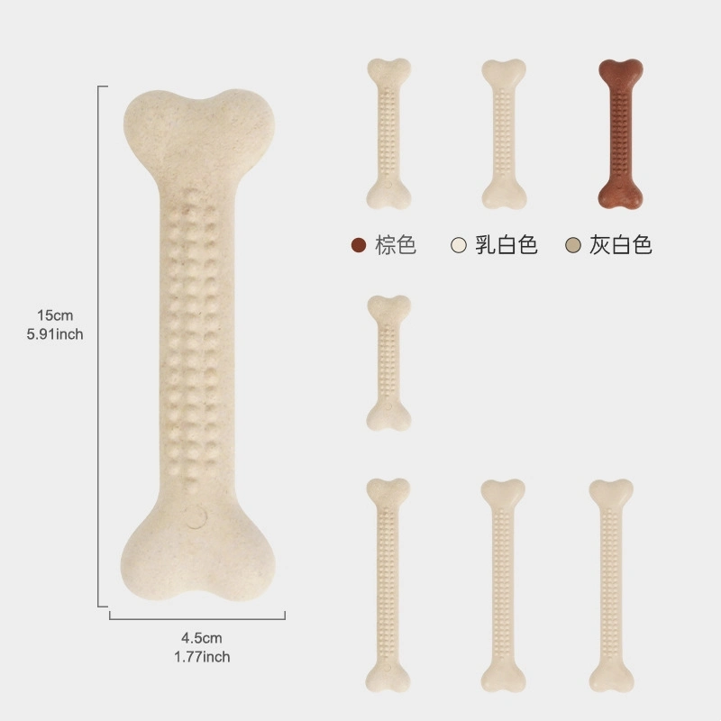 Interactive Durable Pet Dog Dental Chew Treat Bone Toy Wood Plastic