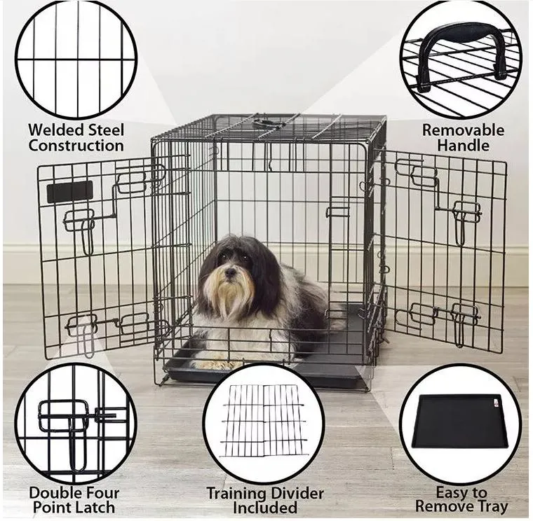 Dog Kennel Metal Crate Fold Able Puppy Supplies Cage Pet Crates
