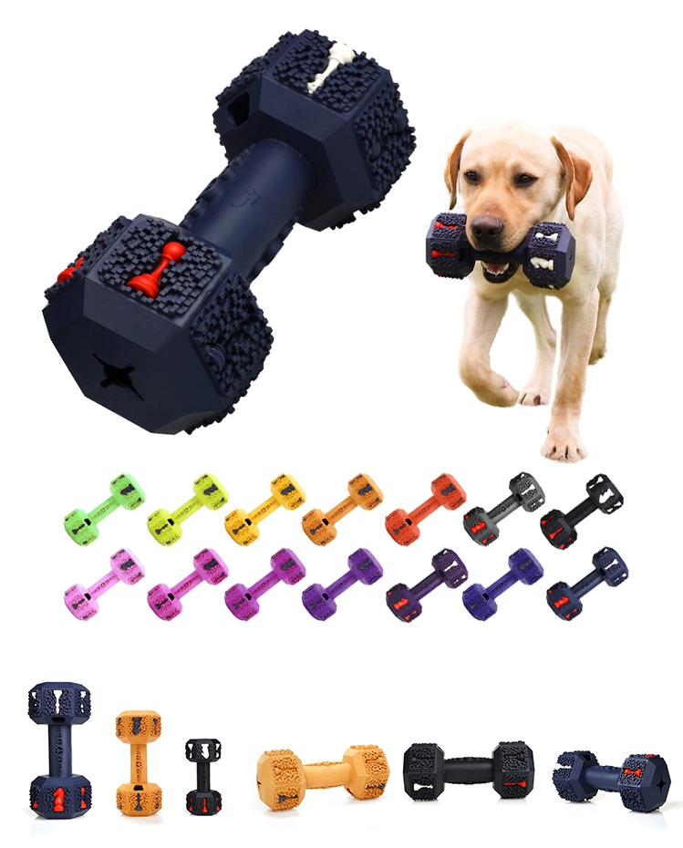 Modern Manufacture Rubber Indestructible Leakage Food Dumbbell Bite Pet Chew Dog Toy