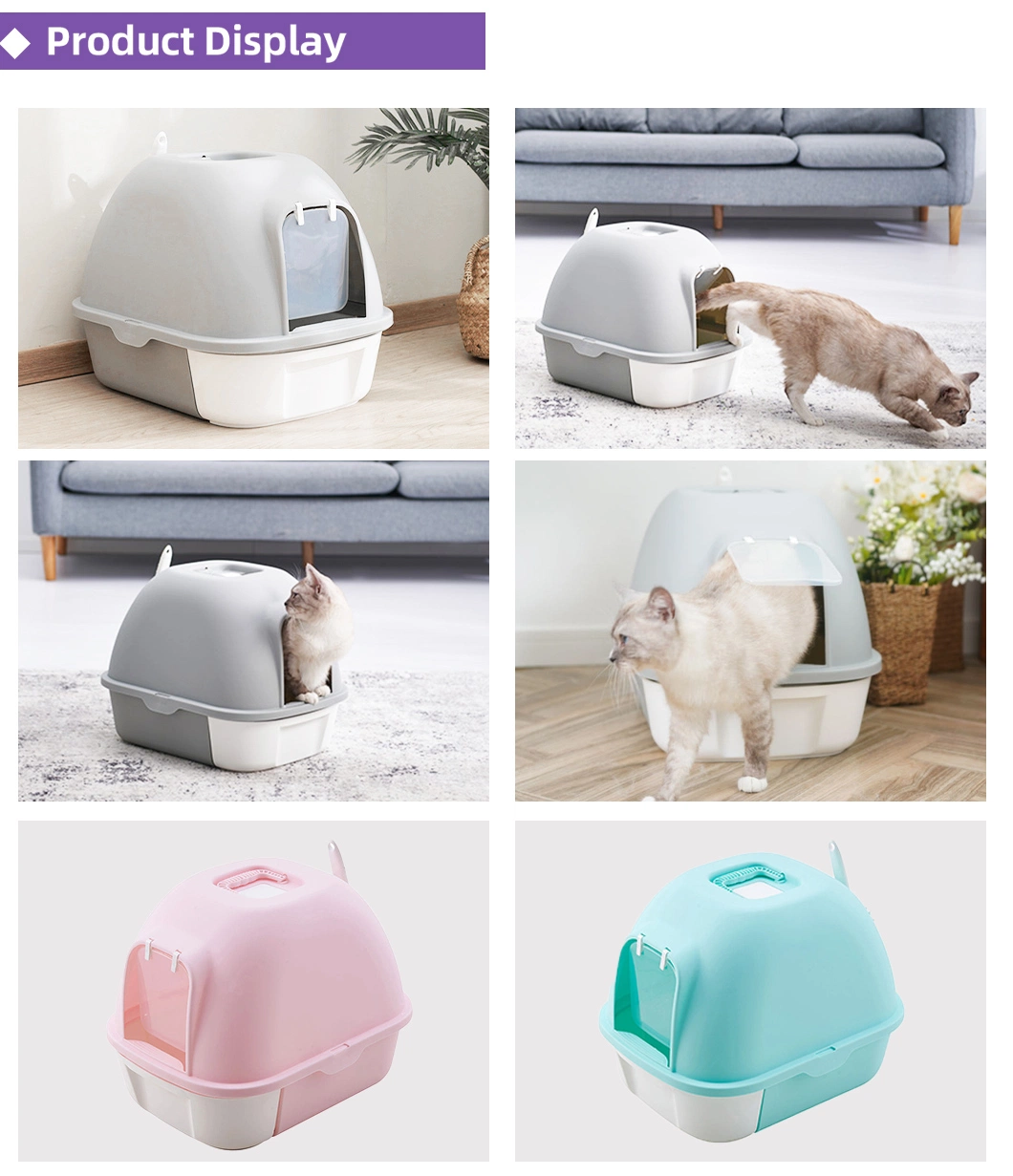 Portable Pet Products Cleaning Closed Splash-Proof Easy to Clean Large Space Plastic Cat Toilet Trays Durable Eco Friendly Cat Litter Box