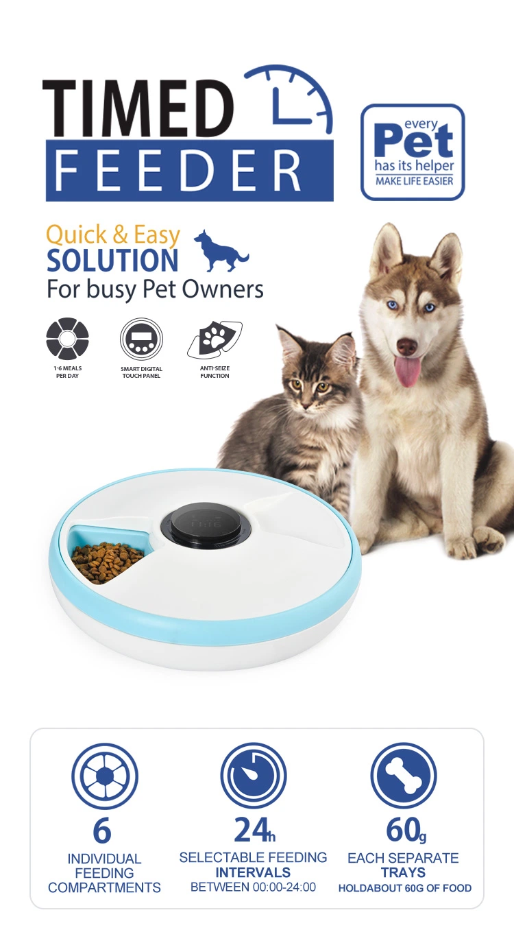 Six Meals Automatic Interactive Smart Timed Dispenser Food Water Container Slow Pet Dog Cat Feeder Bowl