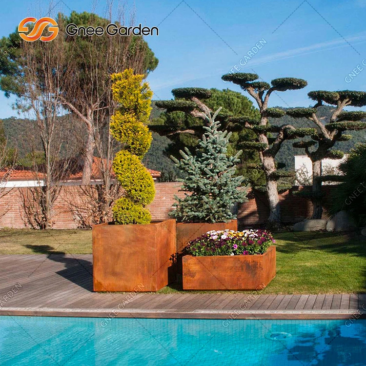 Garden Corten Steel Rusty Large Decorative Flower Pot