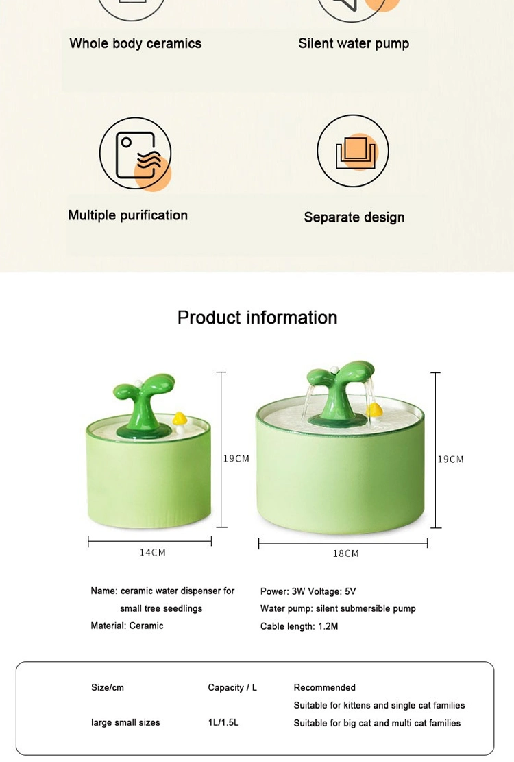 Automatic Ceramics Cat Water Circulation Feeding Dispenser