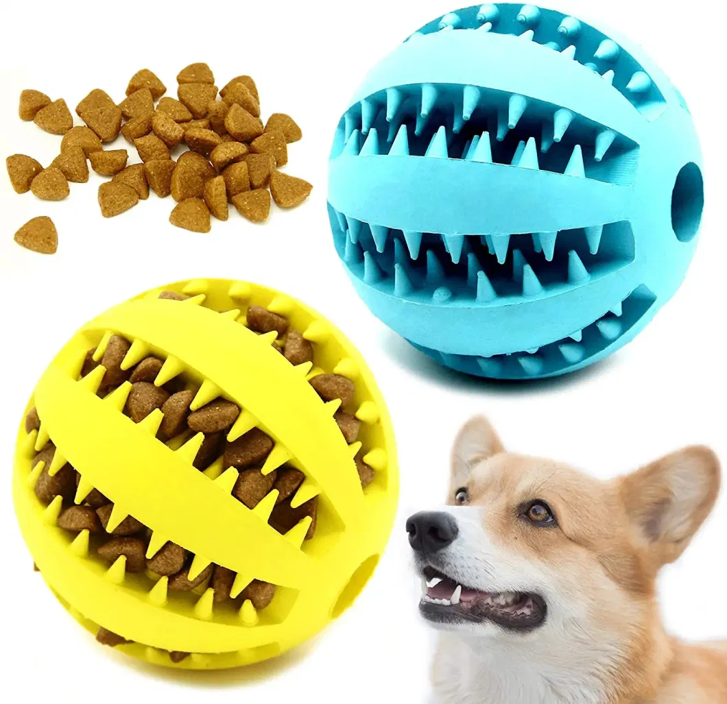 Rubber Indestructible Squeaky Treat Interactive Pet Ball Chew Dog Toy