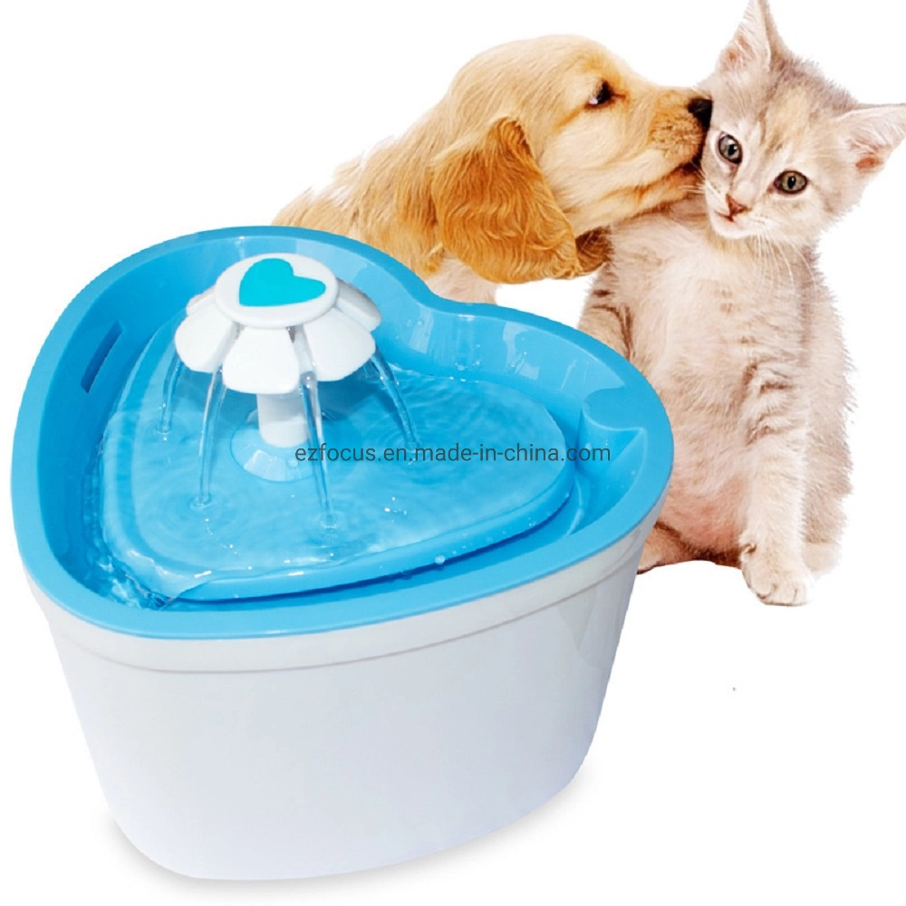 Pet Water Fountain 2L Super Quiet Flower Automatic Water Bowl Healthy and Hygienic Heart Shape Pet Drinking Dispenser for Dogs, Cats and Other Animals Wbb17364